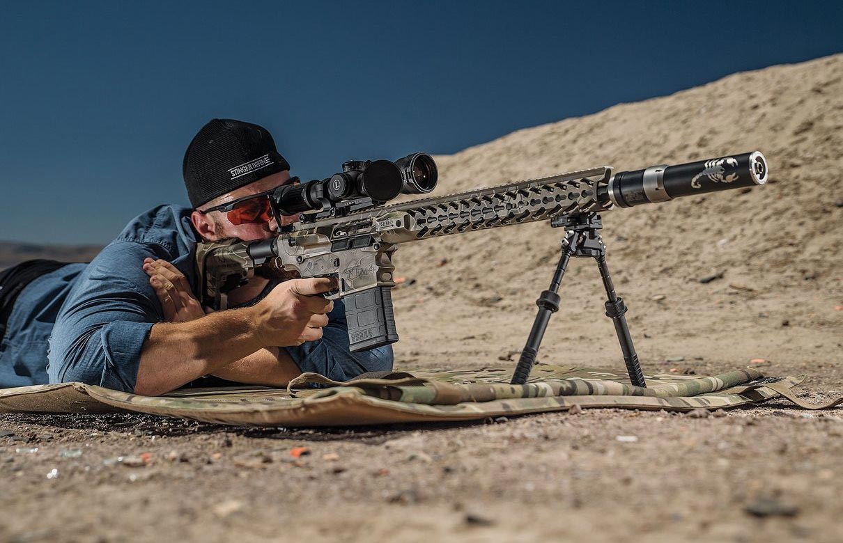 There is no mistaking the external appearance of a StingerWorx suppressor, and the company also takes a new approach to internal design. (Photo courtesy of "Shooting Times")